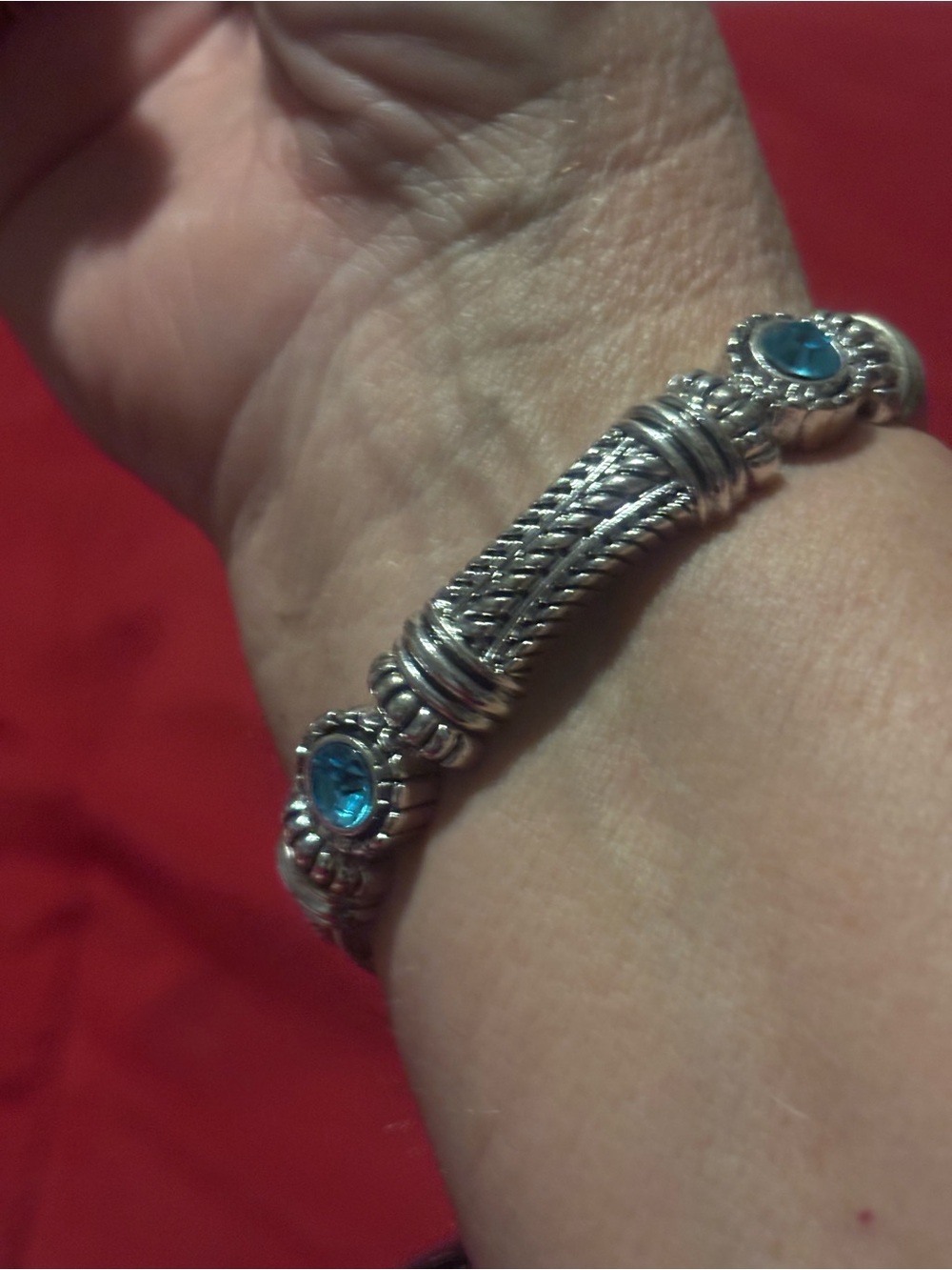 Brighton Sterling Silver Blue Gemstone Cable Bracelet - Women Jewelry